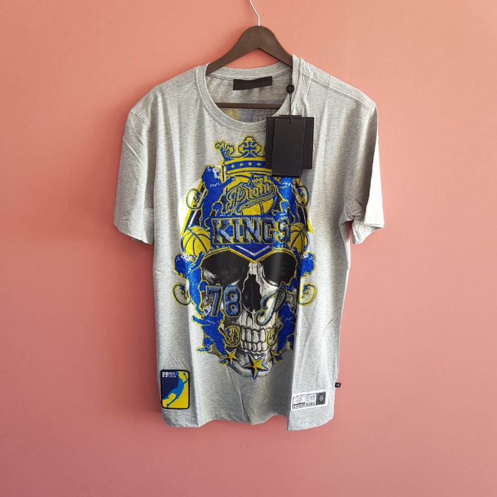 Philipp Plein NBA All Star Gray T-Shirt With Skull